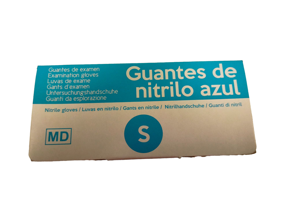 GUANTES DE NITRILO SANYC ECO DESECHABLE NO EMPOLVADO TALLA S COLOR AZUL CAJA DE 100 UNIDADES